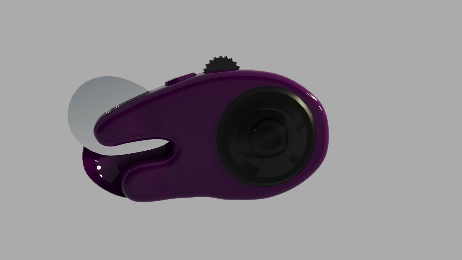 MIRAA pocket camera render, top-down view with the sliding mirror extended next to the lens